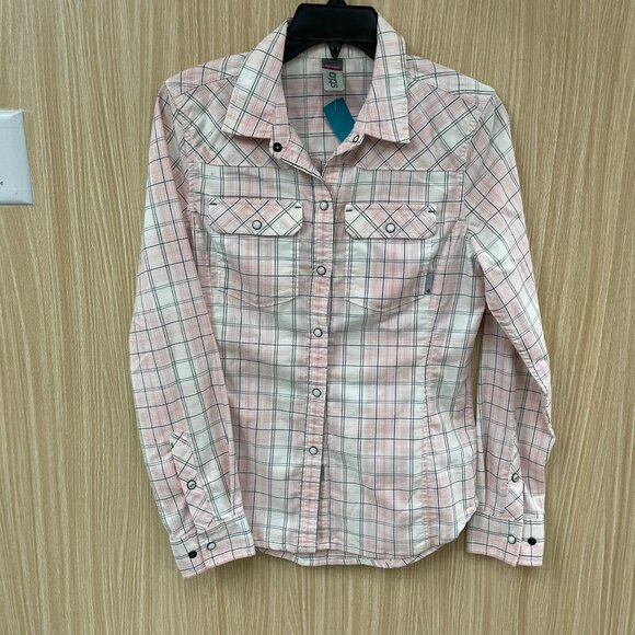 Stio Pink Plaid blouse size small - Picture 1 of 5
